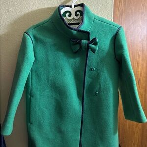 Green Kids Coat with Bow Detail